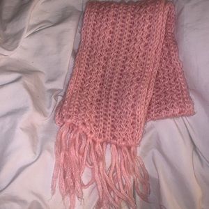 Knit Pink Scarf with Fringe
